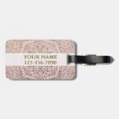 Monogrammed Gold Mandala | Blush Pink Boho Bagagelabel (Achterkant horizontaal)