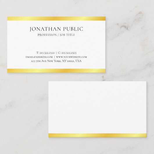 Monogrammed Gold Metallic look Modern Elegant Visitekaartje (Voorkant / Achterkant)