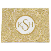 Monogrammed Gold op witte diamantcirkels Large Cadeautasje (Voorkant)