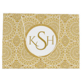 Monogrammed Gold op witte diamantcirkels Large Cadeautasje (Achterkant)