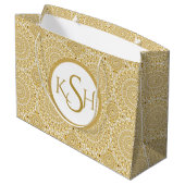 Monogrammed Gold op witte diamantcirkels Large Cadeautasje (Achterkant Gekanteld)