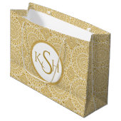 Monogrammed Gold op witte diamantcirkels Large Cadeautasje (Voorkant Gekanteld)