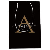 Monogrammed Gold Sable Black | Minimale legant Medium Cadeauzakje (Voorkant)