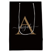 Monogrammed Gold Sable Black | Minimale legant Medium Cadeauzakje (Achterkant)