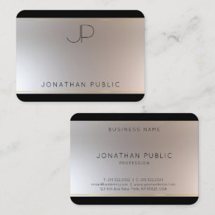 Monogrammed Gold Silver Elegant Moderne Sjabloon Visitekaartje