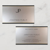 Monogrammed Gold Silver Elegant Sjabloon Luxury Visitekaartje (Voorkant / Achterkant)