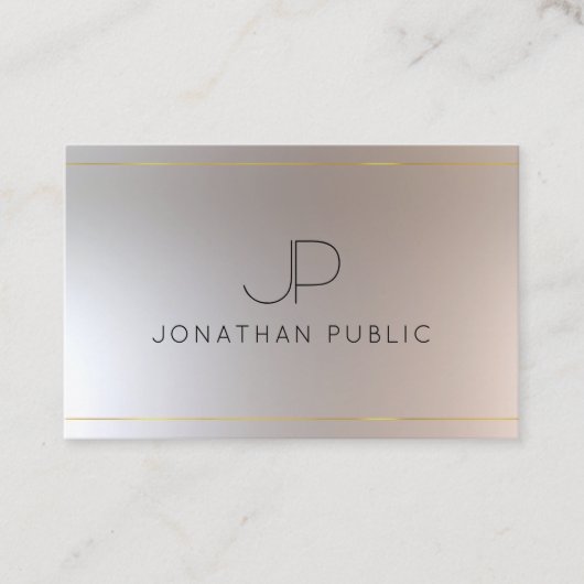 Monogrammed Gold Silver look Elegant Modern Visitekaartje (Voorkant)