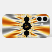 Monogrammed Gold Silver Metallic Fractal Case-Mate iPhone Case (Achterkant (horizontaal))
