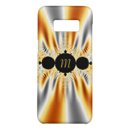 Monogrammed Gold Silver Metallic Fractal iPhone 16 Hoesje
