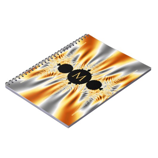 Monogrammed Gold Silver Metallic Fractal Notitieboek (Linkerzijde)