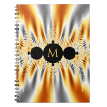 Monogrammed Gold Silver Metallic Fractal