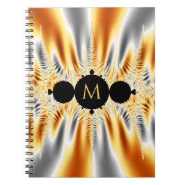 Monogrammed Gold Silver Metallic Fractal Notitieboek