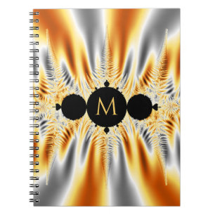 Monogrammed Gold Silver Metallic Fractal Notitieboek