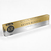 Monogrammed Gold & Silver Modern Geometric Design Naambordje