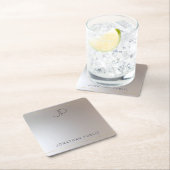 Monogrammed Gold Silver Sjabloon Glamor Modern Kartonnen Onderzetters (Insitu)