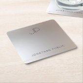 Monogrammed Gold Silver Sjabloon Glamor Modern Kartonnen Onderzetters (Schuin)