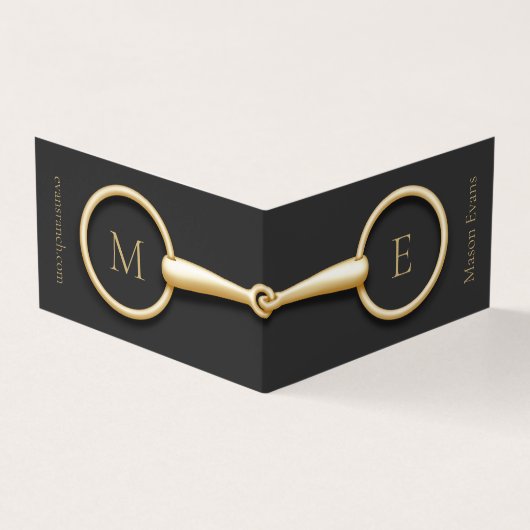 Monogrammed Gold Snaffle Bit Horse Industry Visitekaartje (Buitenkant)