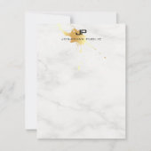Monogrammed Gold Splash Wit Marmer Sjabloon (Voorkant)
