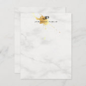 Monogrammed Gold Splash Wit Marmer Sjabloon (Voorkant / Achterkant)