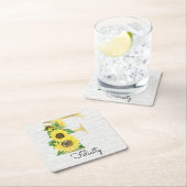 Monogrammed Gold Sunflower Floral Initiaal F Kartonnen Onderzetters (Insitu)