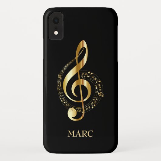 Monogrammed Gold Treble Clef Case-Mate iPhone Case (Achterkant)