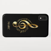Monogrammed Gold Treble Clef Case-Mate iPhone Case (Achterkant (horizontaal))