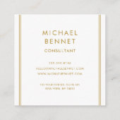 Monogrammed Gold White Marble Consultant Vierkante Visitekaartje (Achterkant)