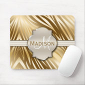Monogrammed Gold Zebra Print Pattern Muismat (Met muis)