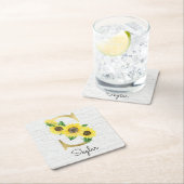 Monogrammed Gold Zonnebloem Bloemen Initiaal S Kartonnen Onderzetters (Insitu)
