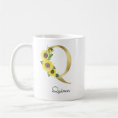 Monogrammed Gold Zonnebloem Initiaal Q Koffiemok (Links)