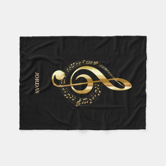 Monogrammed Golden Clef Fleece Deken (Voorkant (Horizontaal))