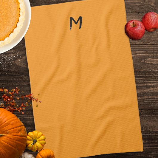 Monogrammed Golden Herfst Kleur Pompoen Geel Theedoek