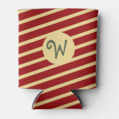 Monogrammed  Golden Stripes op rood Blikjeskoeler (Voorkant)