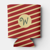 Monogrammed  Golden Stripes op rood Blikjeskoeler (Achterkant)