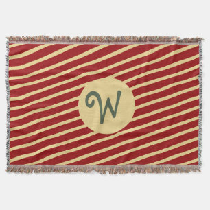 Monogrammed  Golden Stripes op rood Deken