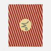 Monogrammed  Golden Stripes op rood Fleece Deken (Voorkant)