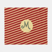 Monogrammed  Golden Stripes op rood Fleece Deken (Voorkant (Horizontaal))