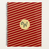 Monogrammed  Golden Stripes op rood Planner (Voorkant)