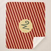 Monogrammed  Golden Stripes op rood Sherpa Deken (Voorkant)