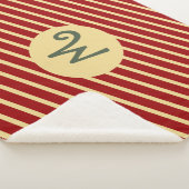 Monogrammed  Golden Stripes op rood Sherpa Deken (3/4)