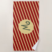 Monogrammed  Golden Stripes op rood Strandlaken (Voorkant)