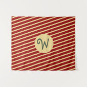 Monogrammed  Golden Stripes op rood Wandkleed (Voorkant (horizontaal))
