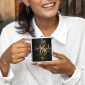 Monogrammed Golden Treble Clef, Music Black Mok