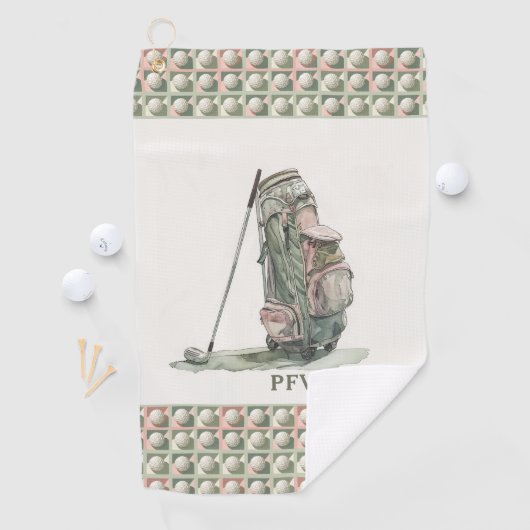 Monogrammed Golf Ball Pattern Lady's Golfhanddoek (Insitu)