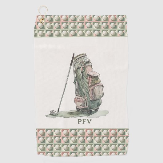 Monogrammed Golf Ball Pattern Lady's Golfhanddoek (Voorkant)