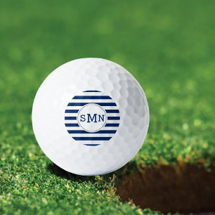 Monogrammed Golf Balls Blue White Stripe Pattern Golfballen