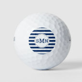 Monogrammed Golf Balls Blue White Stripe Pattern Golfballen (Voorkant)