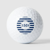 Monogrammed Golf Balls Blue White Stripe Pattern Golfballen (Voorkant)