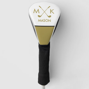 Monogrammed Golf Club Logo Gold Color Minimalist Golfheadcover