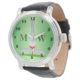 Monogrammed Golf Design Horloge